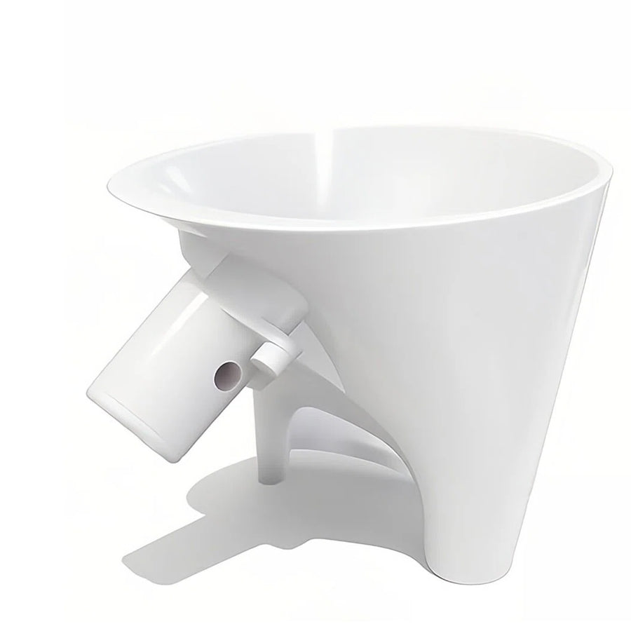 No-mess flour funnel for KitchenAid mixer on a bright counter